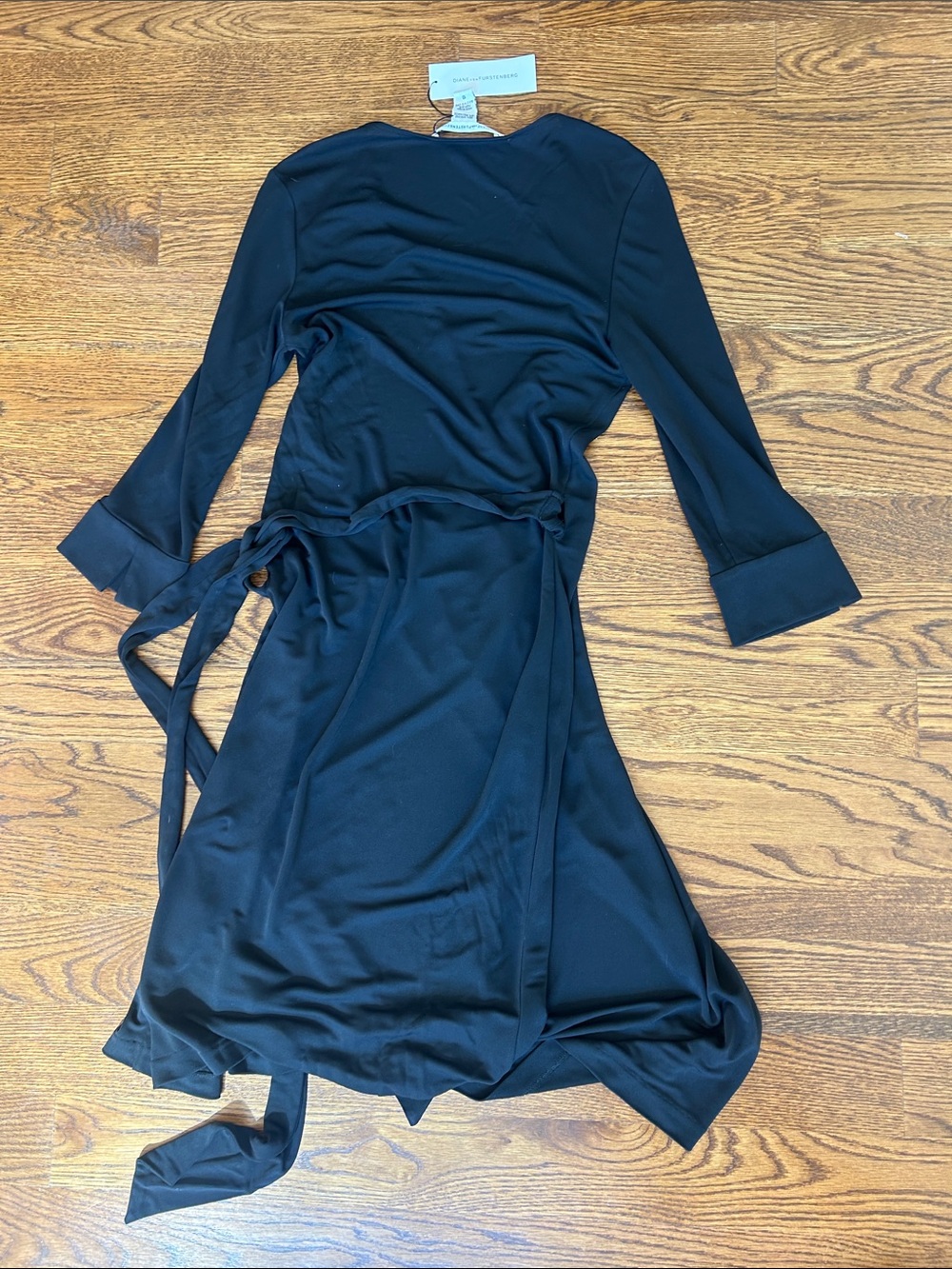 NWT Diane Von Furstenburg Black Julian Wrap Dress 10 - Picture 4 of 8